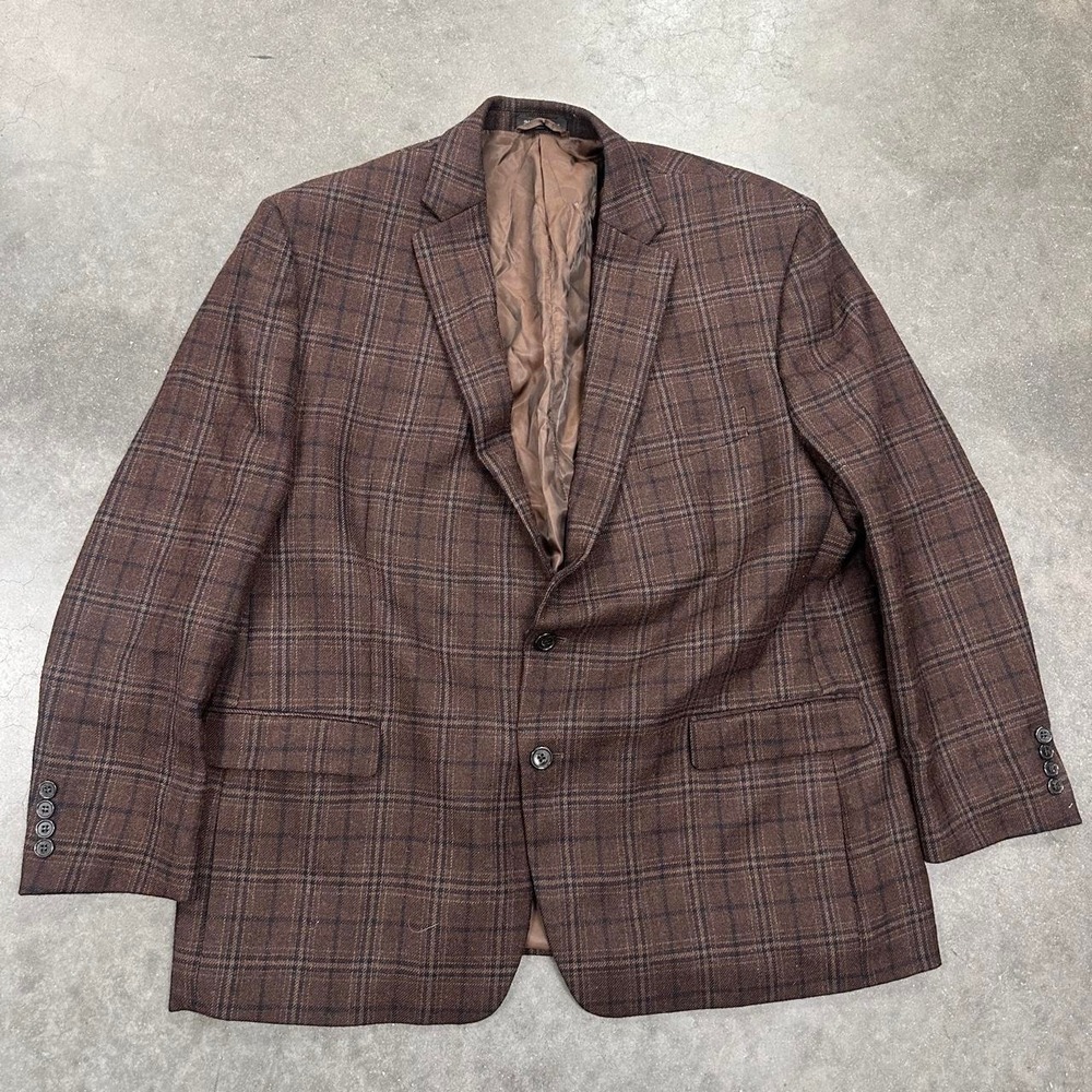 Lauren Ralph Lauren Brown Plaid Wool Preppy Classic Blazer Size 48R